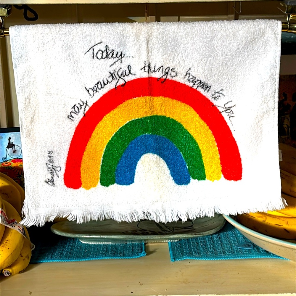 Vintage 1978 Bancroft "Today May Beautiful Things Happen to You" Rainbow Towel
